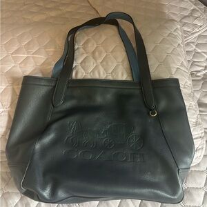 Coach Black Leather Tote Spacious Everyday Bag
